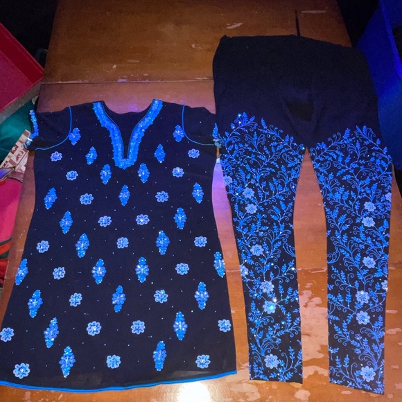 Tops - Blue black Indian clothing set saree